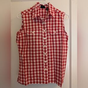 Hunt Club vintage gingham / plaid sleveless button down